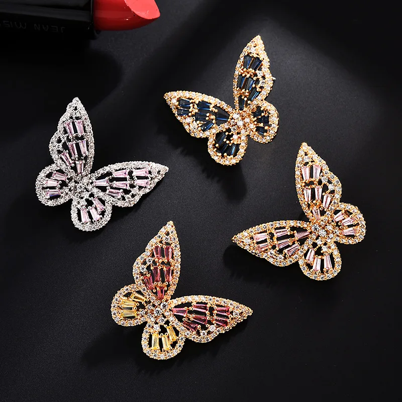 

2019 Direct Selling Aros Oorbellen Butterfly Earrings Female Set Zircon Powder Super Earring Stud Fashion Temperament Joker