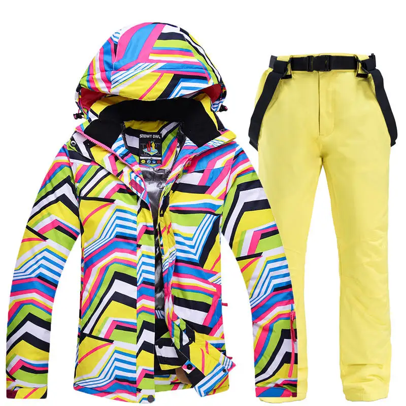 Cheap Zebra Pattern Ski Suit Sets Snowboarding Clothing Girl's Wear Outdoor Sports Waterproof Snow Wear Jackets + Pants Women