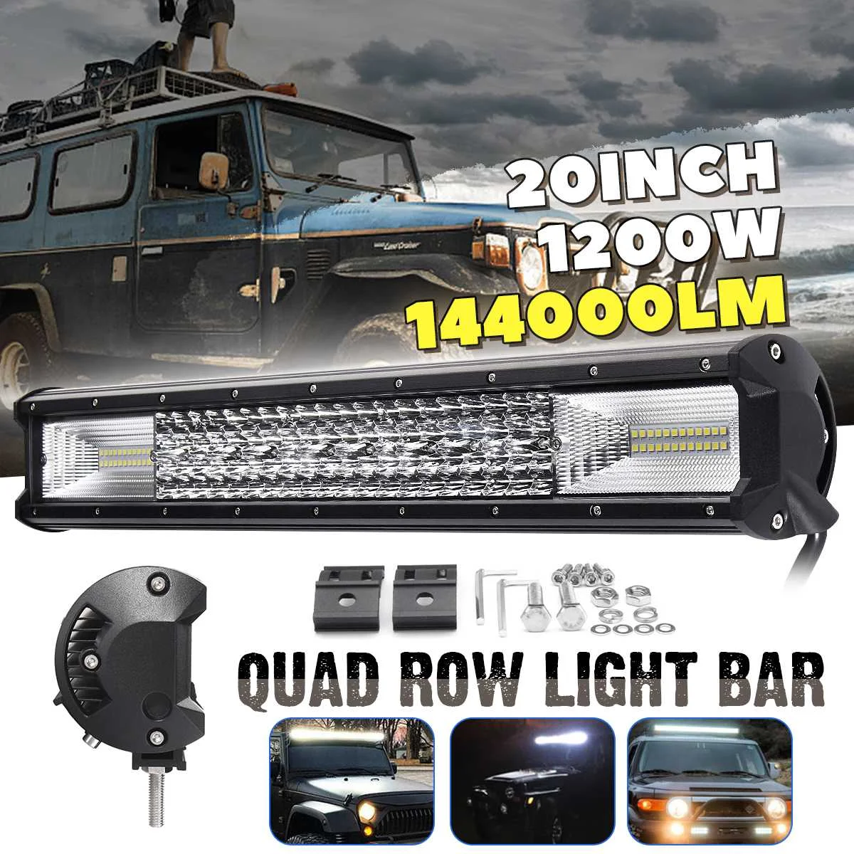 

3030 LED 1400W Light Bar White 4 ROW 20 inch Car LED Work Light Spot Flood Combo Beam 10~30V Dome Lamp Tractor Truck 4x4 SUV ATV