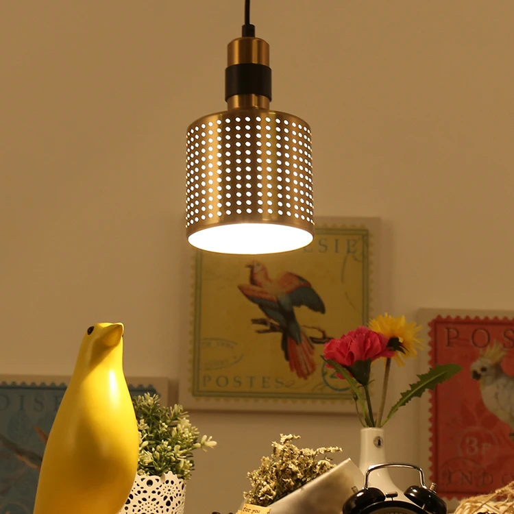 

Home Modern Led Gold Iron Pendant Light Industrial Living Room Restaurant Bar Bedroom Lamp Bed deco maison