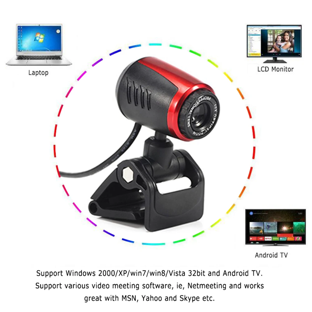Веб камера с микрофоном для дома HD 720P usb 2 0 вращающаяся на 360 градусов|Веб-камеры| |