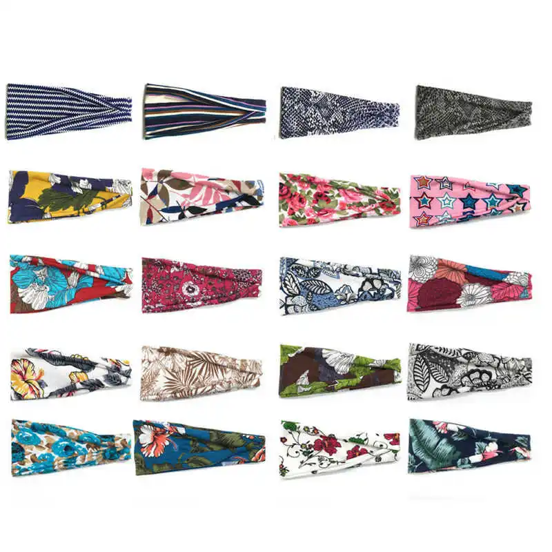 

Headband Print Hair SPA Headwrap Wide Sweatband Elastic Sport Floral Bands Yoga