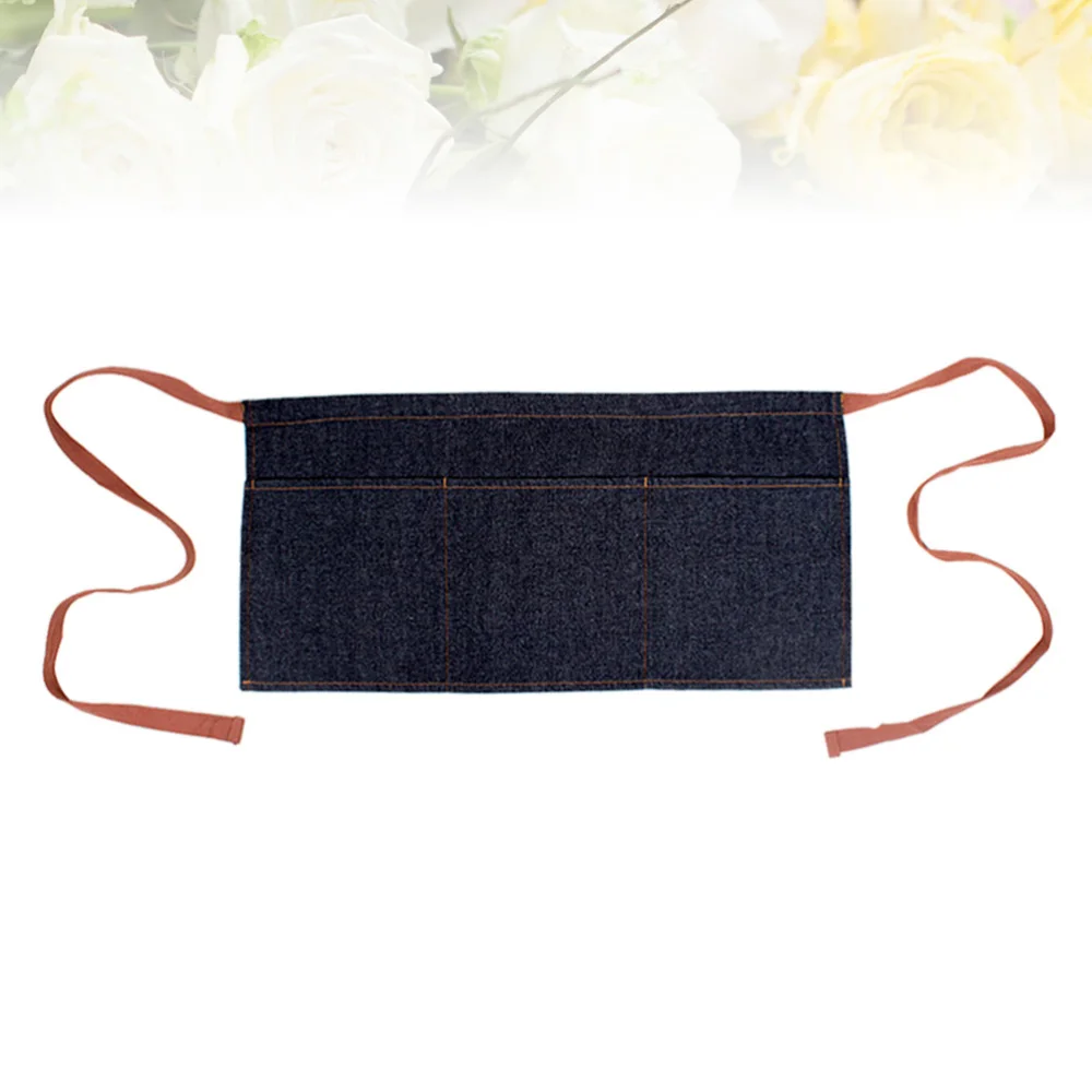 Джинсовый фартук на талии Короткие сервировочные фартуки с 3 карманами рабочая