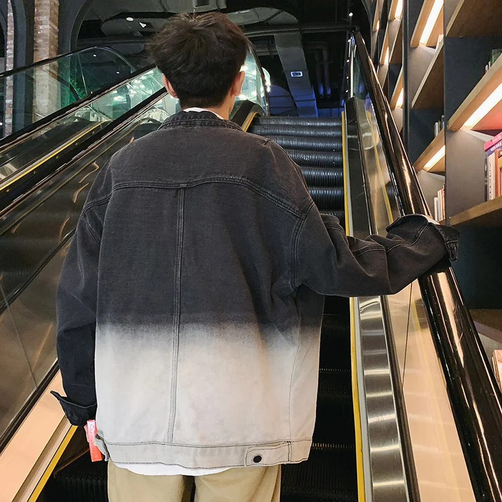 

Oversized M-5XL Men's Denim Jackets and Coats Casual Loose Tie Dyeing Cargo Washed Jacket Youth Man Streetwear Outerwear