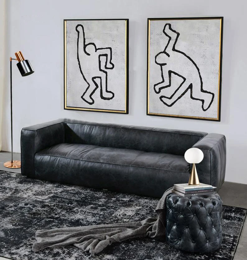 

Black And White Inspired Abstract Canvas Art Set Of 2 Painting Home Art Oversized Modern Wall Art Set Of 2 Paintings On Canvas