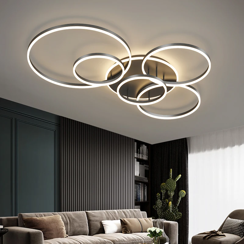 $70.00 NEO Gleam 2/3/5/6 Circle Rings Modern led ceiling Lights For living Room Bedroom Study Room White/Brown Color ceiling Lamp