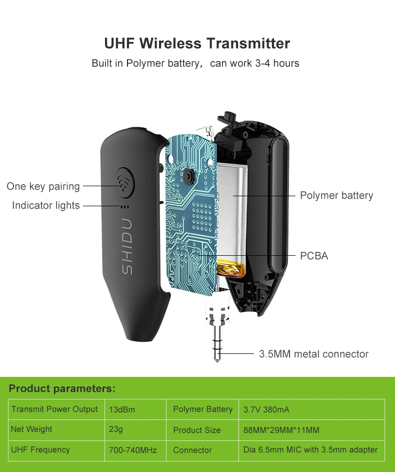 Профессиональный UHF микрофон беспроводной портативный конденсаторный