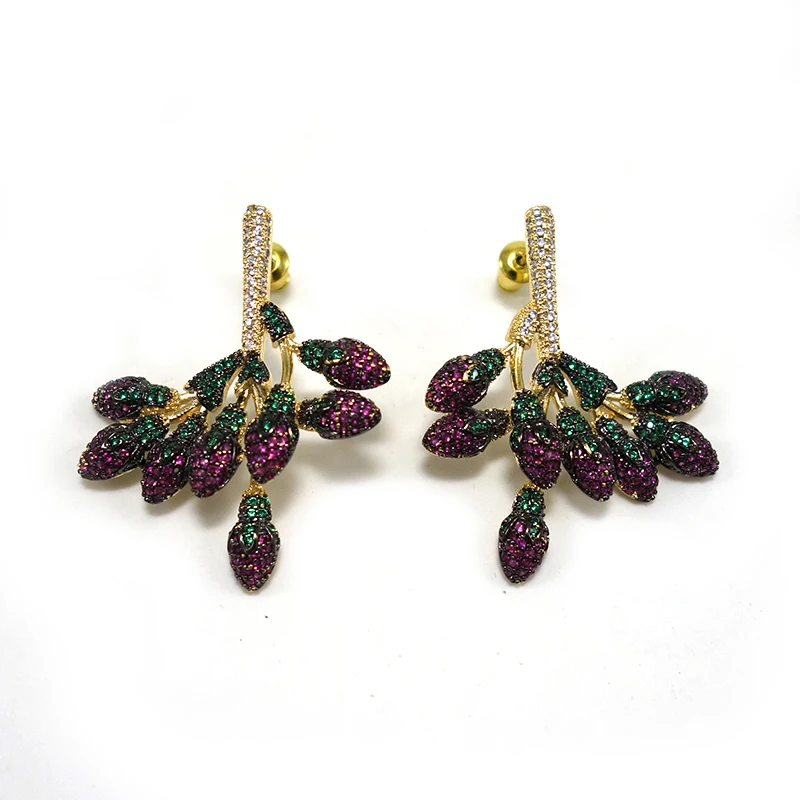 

Trendy Luxury Sector Flower Big Dangle Earrings for Women Wedding Full Micro CZ Cubic Zircon Bohemia Hot Drop Earring 2022