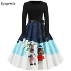 Женское винтажное платье миди с длинным рукавом, круглым вырезом, в стиле 50-60-х годов