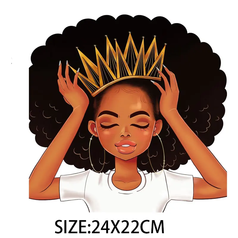 

Beauty African Girl Patches Thermal Sticker On Clothes Socks Hats Heat Transfer DIY T-Shirt Patch Fashion Women Iron-on