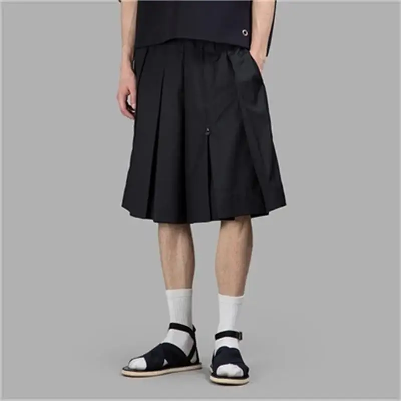 

Summer Men's New Fashion Loose Dark Kkirt Style Capri Shorts Star PANTS YOUTH Hairdressing Pants