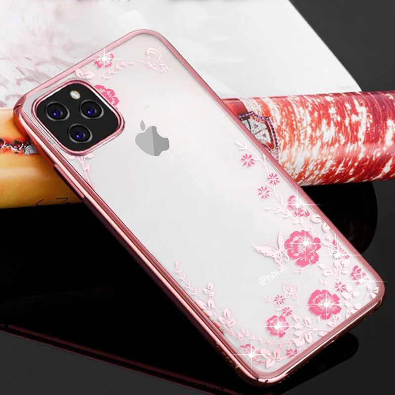Блестящий Алмазный цветок чехол для iPhone 11 Pro Max Xs XR X 7 8 плюс 6 6s телефона iphone11 2019