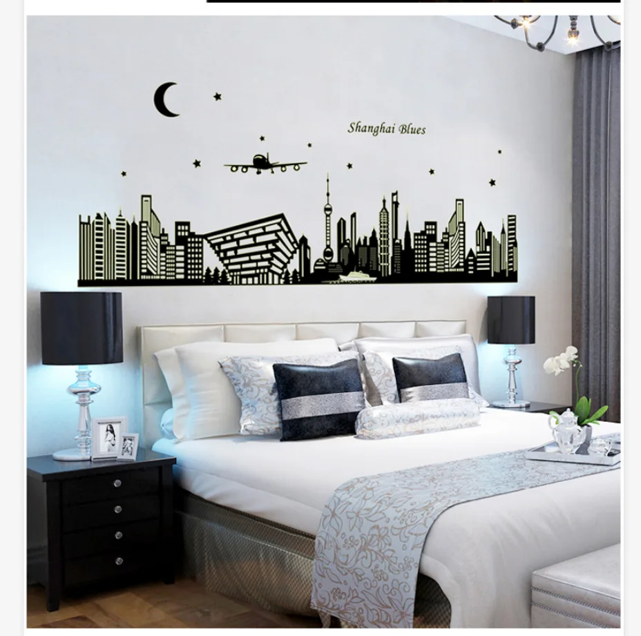 Съемные обои сделай сам Shanghai Night Scene флуоресцентные светящиеся настенные