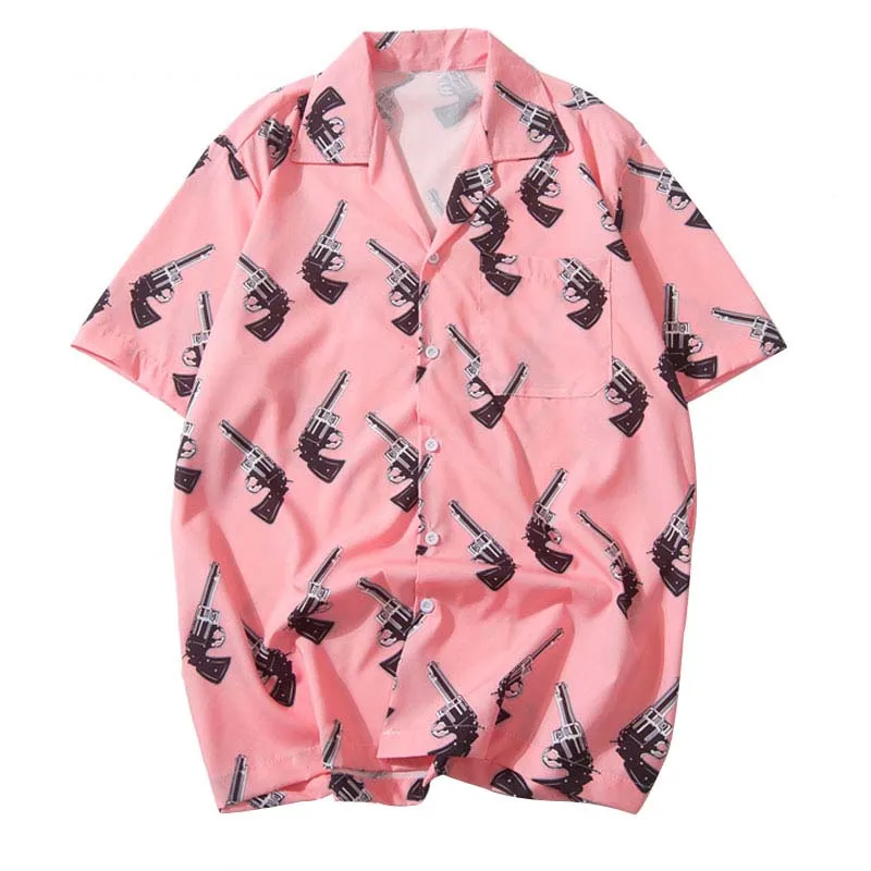 Женская розовая пляжная Мужская рубашка навыпуск с ярким рисунком мужские