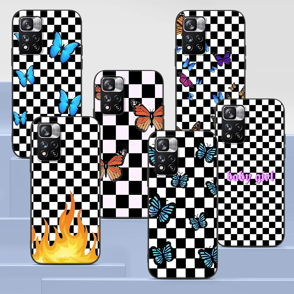 

Checkered Sunflowers Case for Xiaomi Redmi Note 9S 9 8 10 11 Pro 9C 9A 7 8T 7A 8A 6A 6 10S Black Soft Silicone Phone Cover Coque