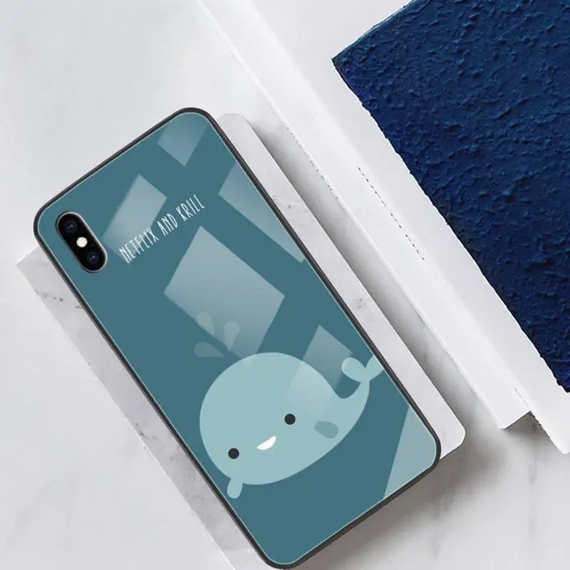 

Dolphin Glass Phone Case Back Shell For IPhone 12 11 Pro Max Cases XR XS 7 8 Plus Cover Accessories Carcasa