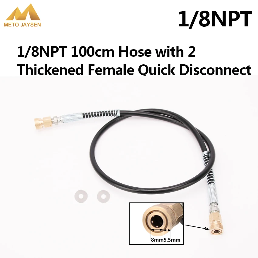 Paintball High Pressure Nylon Hose 1/8NPT Thread Male Female Plug 100cm Long with Spring Wrapped 4500psi 300bar | Спорт и