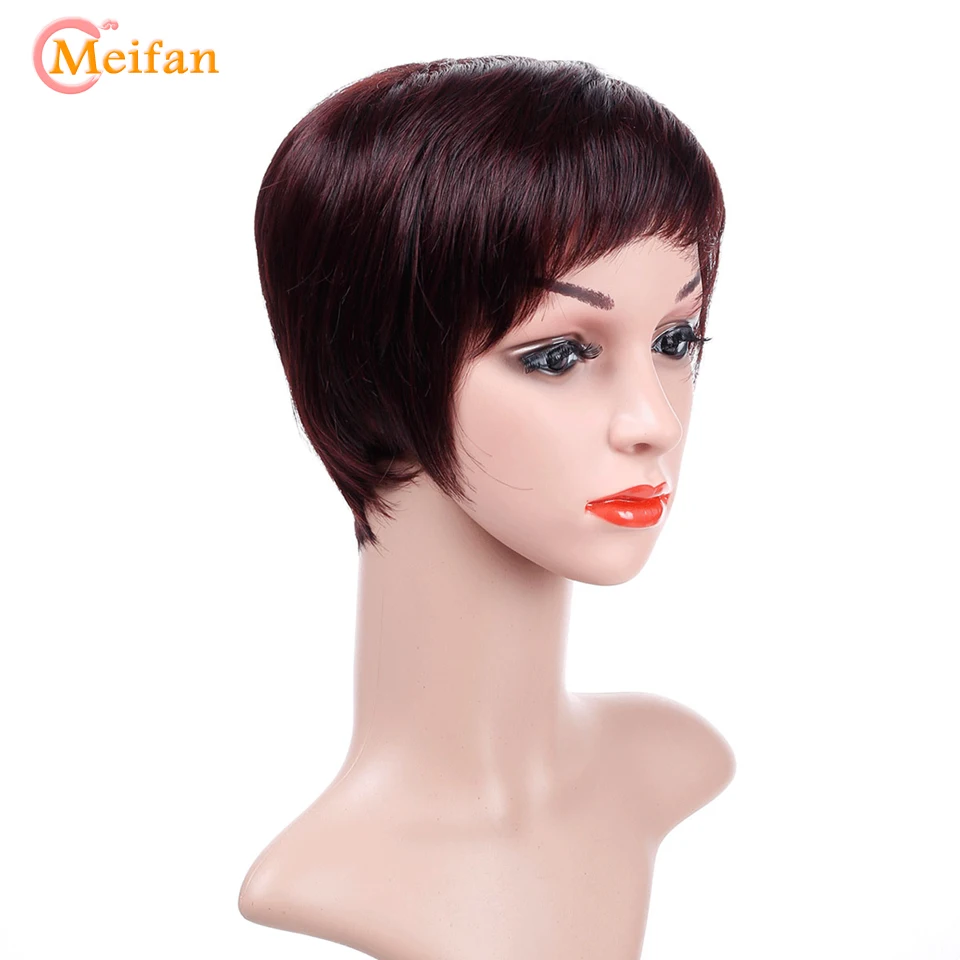 MEIFAN натуральные короткие прямые черные парики термостойкие волосы