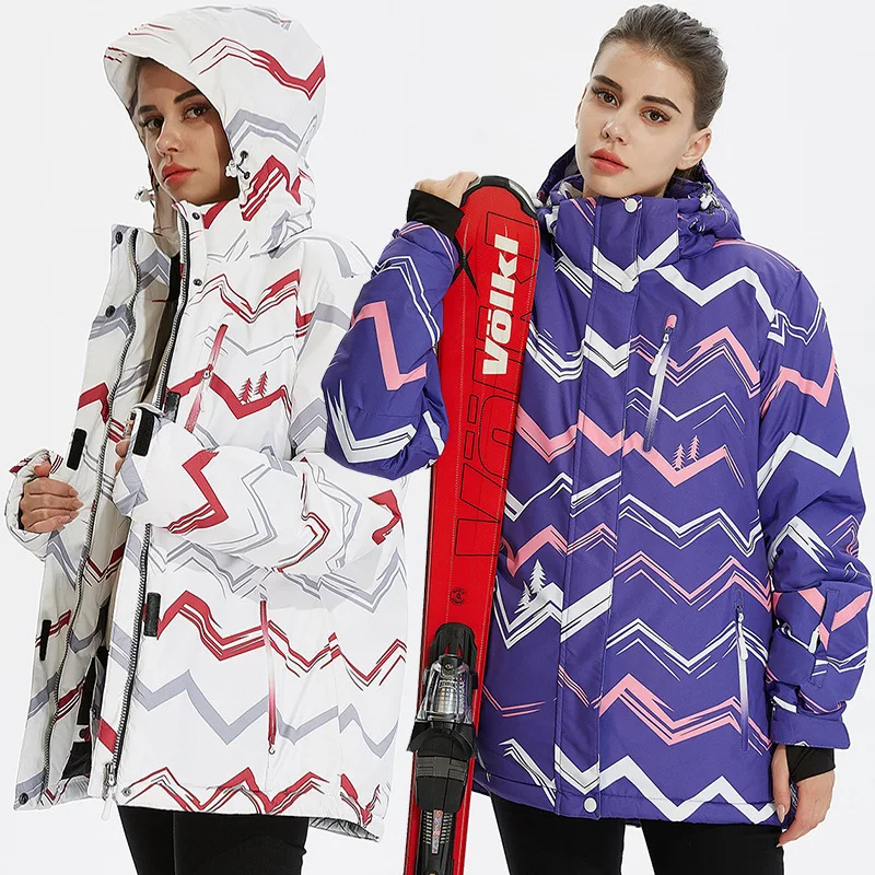 

Women Ski Jacket Winter Warm Windproof Waterproof Outdoor Sports Snowboard Skiing Hooded Coat Chic Tops Горнолыжный Костюм Женс