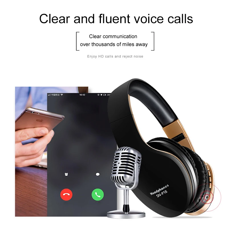 

Headset Wireless Headphones Bluetooth Earphone 4.0 Foldablel 3D Bass Stereo Noise Reduction Gaming Headset/Mic For Mobile PC