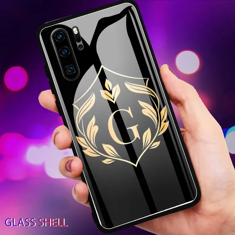 

letters shield design Phone Case glass For Huawei P30 lite 20 por P9 10 Mate 10 9 Honor 8 X 9 10 NOVA 5 cover