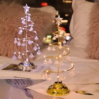 LED Christmas Fairy Lights Gold Silver Christmas Tree Crystal Pendant Table Lamp Bed Night Lamps for Christmas Bedroom Decors