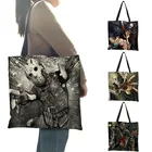 Сумка-тоут из льна, с принтом, для женщин