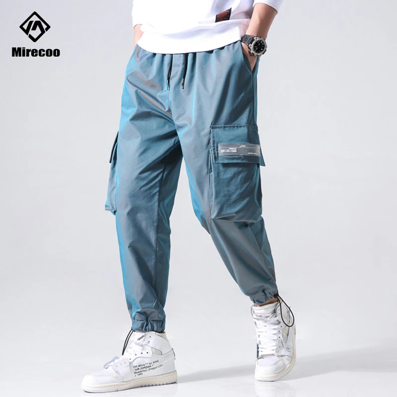 Мужские брюки-карго Techwear градиентные яркие штаны-шаровары в стиле панк джоггеры