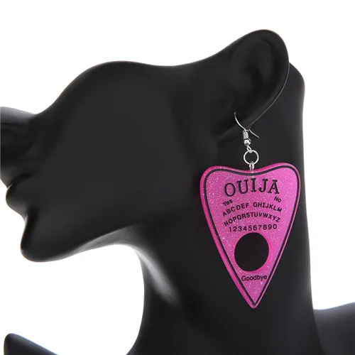 1 пара, женские серьги-капли, многоцветная смола, Ouija planchette, амулеты, полимерная серьга для подарка на день рождения, детские женские ювелирные изделия - Окраска металла: glitter rosepink