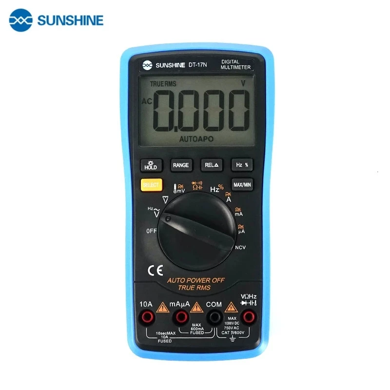 SUNSHINE DT-17N Multimeter Automatic Range Recognition High Precision LCD Digital Display AC DC Voltage and Current Resistance