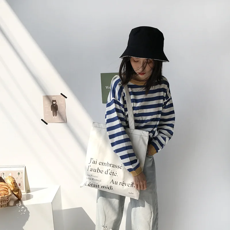 Youda Fashion Style Tote Original Design Shoulder Bags Large Capacity Shopping Canvas Bag Letter Printing Student Simple Handbag | Багаж и