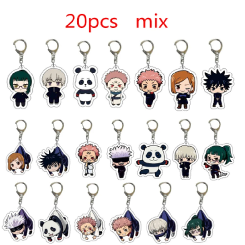 

20Pcs Anime Jujutsu Kaisen Acrylic Keychain Itadori Yuji Fushiguro Megumi Gojo Satoru Pendant Keyring Gifts Jewelry Wholesale