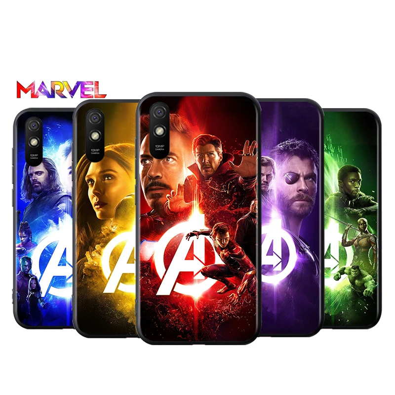 

Marvel hero colorful for Xiaomi Redmi 10X Pro 9C 9A 9T 9 GO K40 K30 Ultra K20 8 7 S2 6 5 4X Pro Soft Black Phone Case