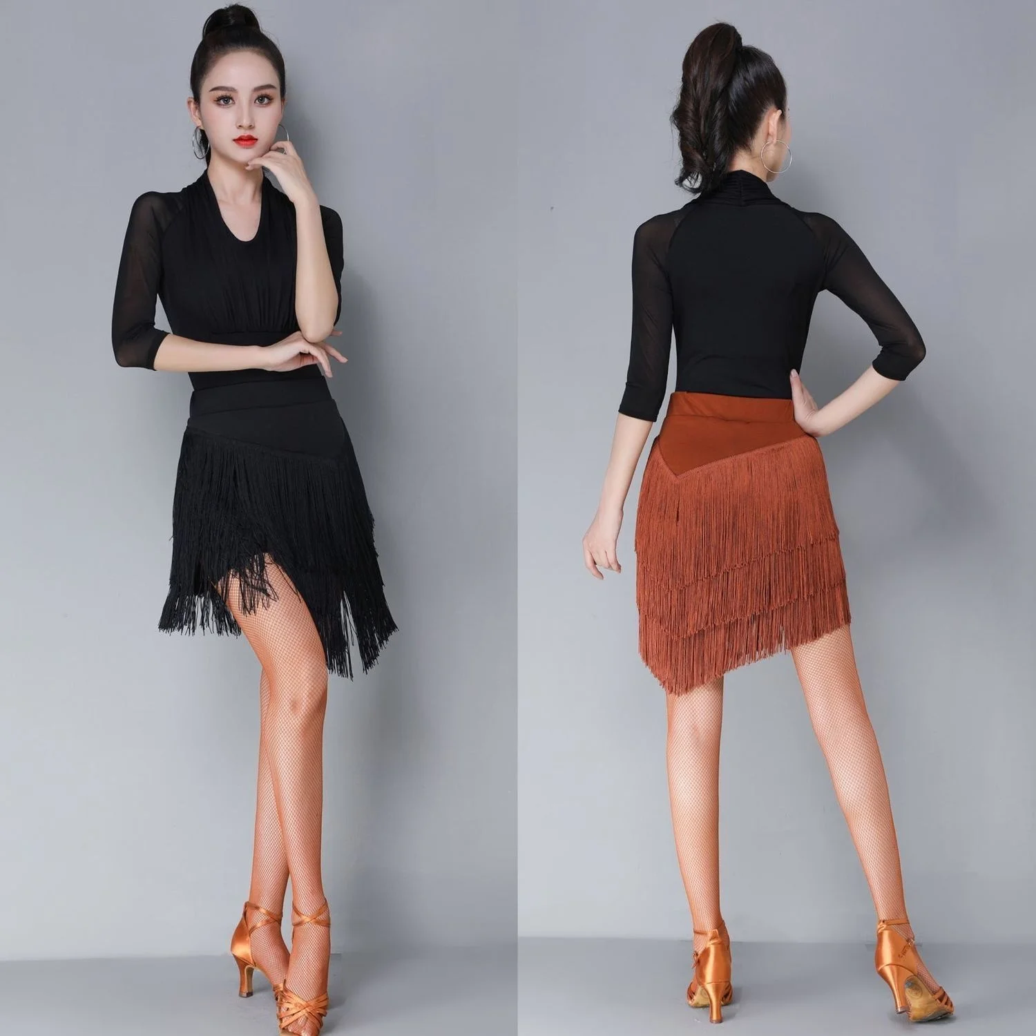 Юбка для латиноамериканских танцев новинка Женский костюм тренировок юбка до