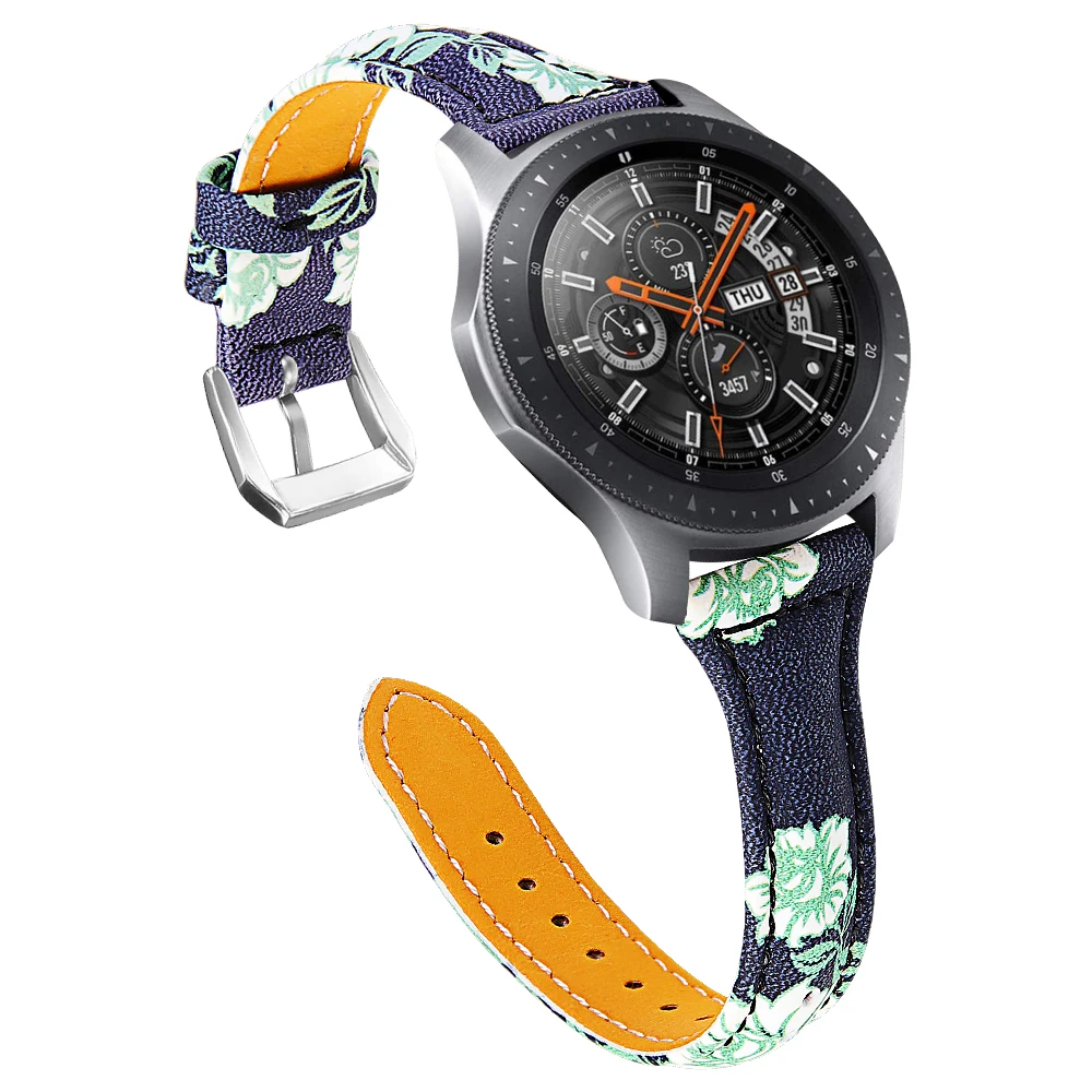 

20mm 22mm Watch Band Printed Fashion Bracelet for Samsung Galaxy Watch 3/4 40mm 44 Galaxy 46 42mm Slim Leather Strap for Huawei