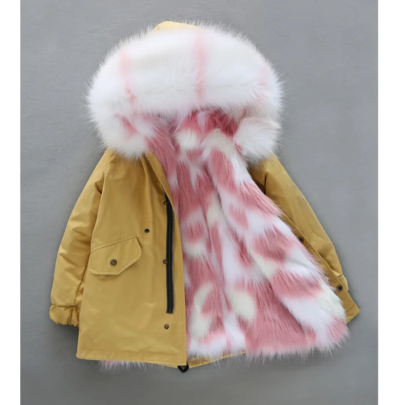as picture Dollplus/-30 градусов новая одежда для девочек с длинными рукавами, одежда с мехом зимняя куртка теплая детская одежда утепленный пуховик с капюшоном, пальто из искусственного меха подростков верхняя одежда; парка - Цвет: as picture