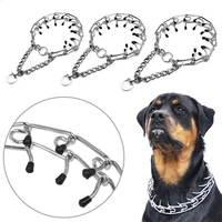 metal steel chain dog training prong pinch adjustable choke spike collar pet with protective cap for dog pet necklace supplies