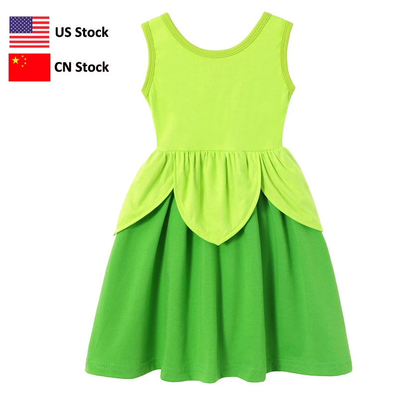 Girls Fairy Dress Kids Princess Party Up Costumes Tales Green Leaf Clothes Children Summer Cosplay Frock | Детская одежда и обувь