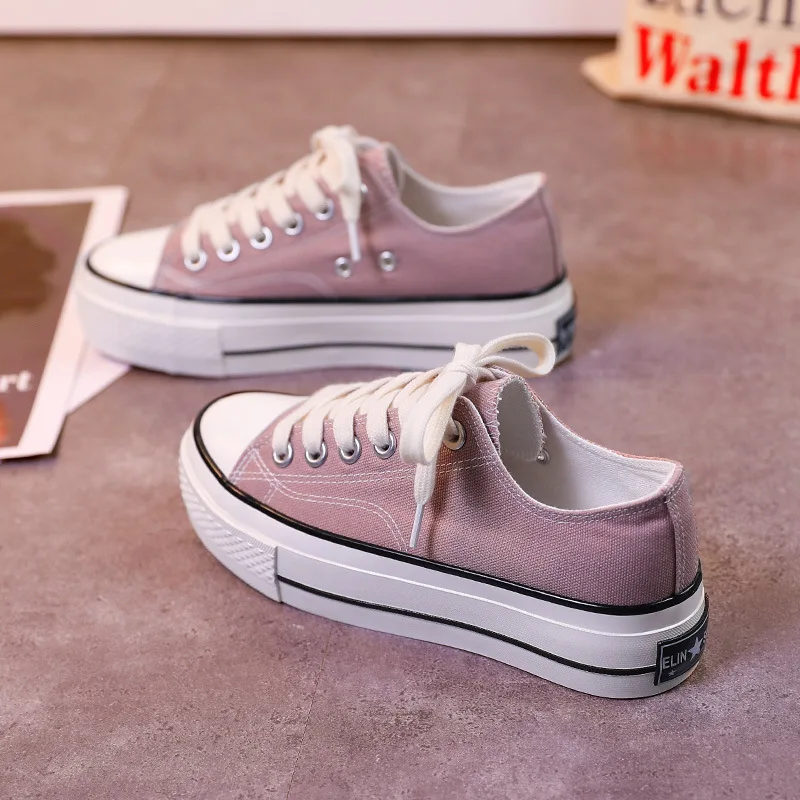 

Women Canvas Shoes Lace-up Sneakers Vulcanize Sport Casual Fashion Retro Light Breathable Flat Sewing New Zapatillas Mujer 2021