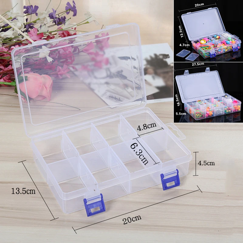 

8Grid /15 Grid Square Multipurpose Display Storage Box Transparent Plastic 1pcs