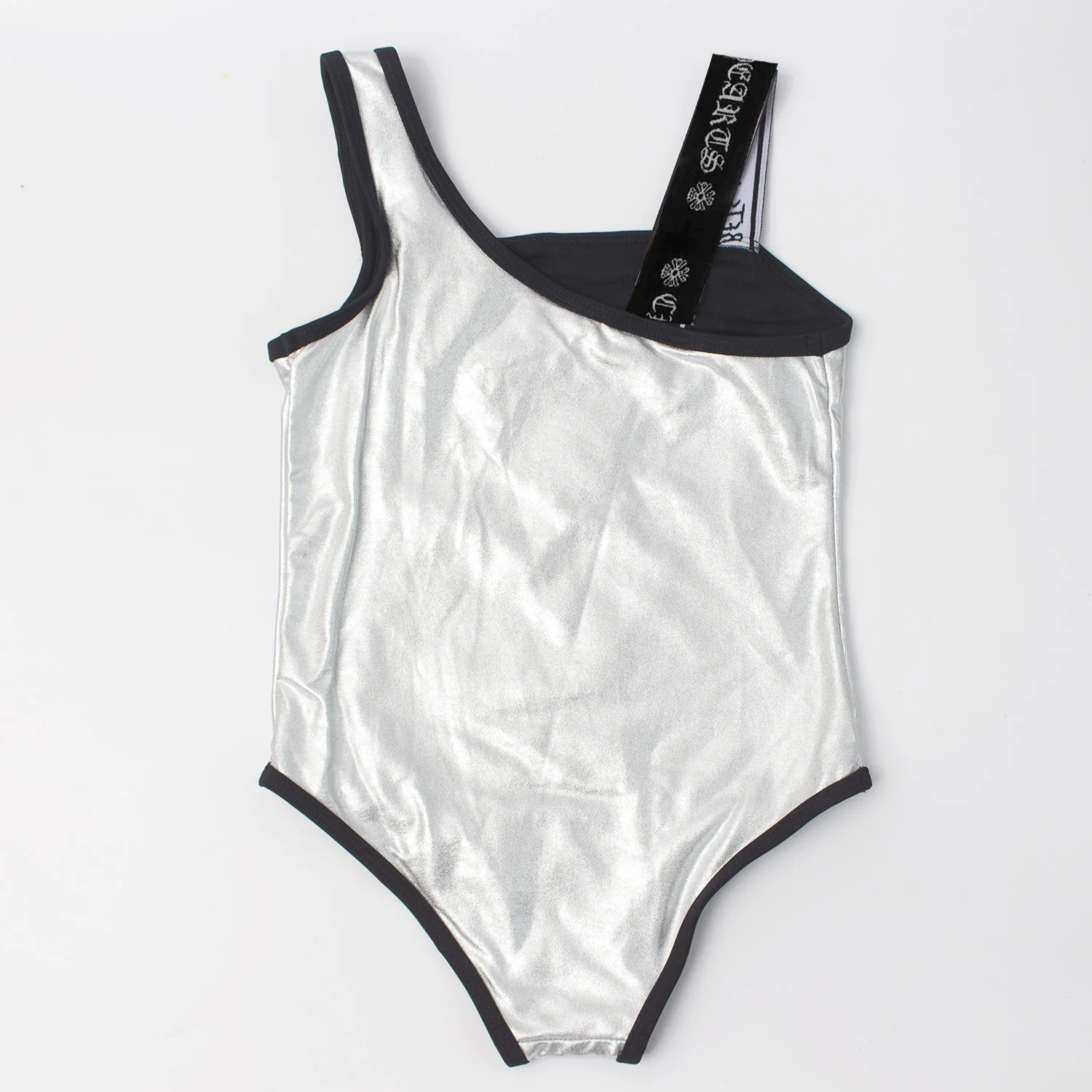 Блестящий детский купальник для девочек 2022 купальный костюм на одно плечо