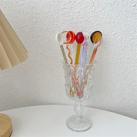 crystal candy dessert glass spiral spoon coffee milk mixing tableware