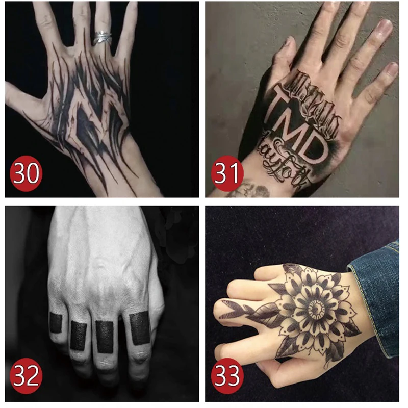 

10pcs/set waterproof tattoo stickers finger hand tatoo warrior black henna rose flower letter tattoo art wholesale waterproof