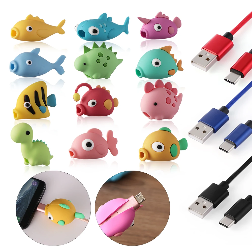 Кабель Bite Cute Fish Cable протектор для iPhone USB Cable Organizer Chompers зарядное устройство провод держатель для iPhone кабель