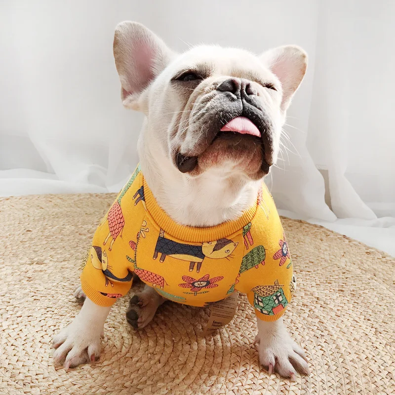 Французская зимняя одежда для мопса толстовка собаки пальто наряд кошек щенков