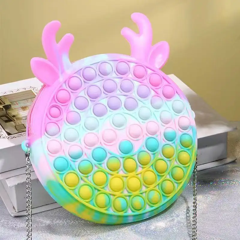 

Cute Bag Pops Fidget Toys Reliver Stress Toy Rainbow Push Bubble Simpl Dimmer Antistress Toy Children Sensory Game Toy Backpack