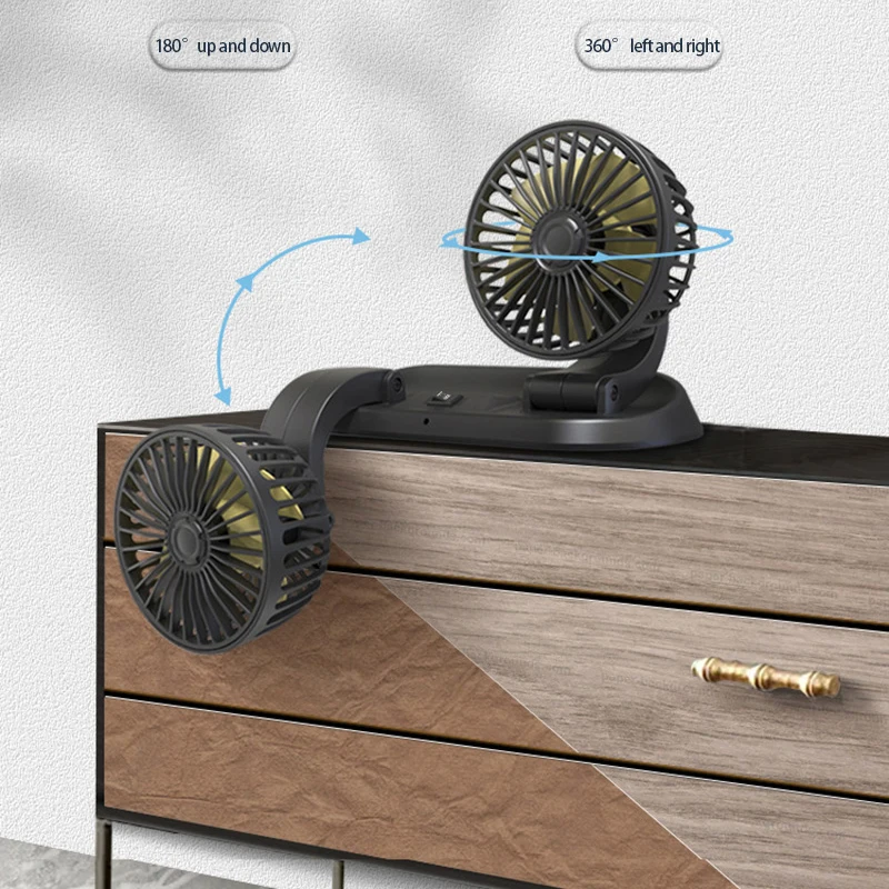 

Powerful Car Dual-head Fan Universal Portable Car Fan 360 Degree Rotation For Car Truck Rv Car Cooling Fan Car Accessories