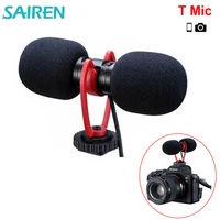 sairen t mic dual 3 5mm mini microphone stereo record microphone for canon sony nikon a6400 a7 a7r d850 5d 6d video camera phone