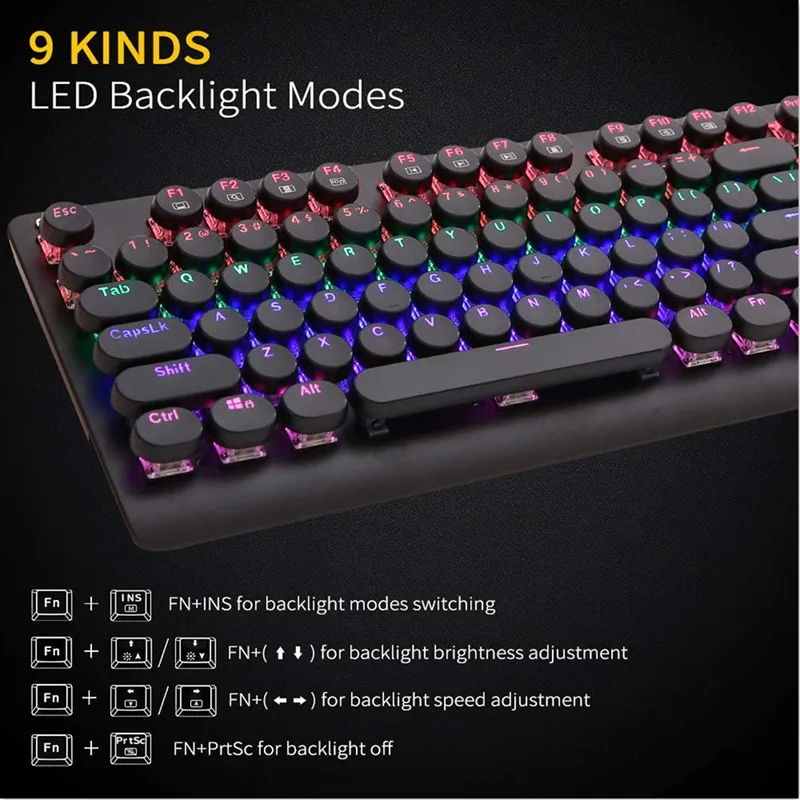 Механическая игровая клавиатура HUO JI K600 в стиле ретро 104 клавиш Светодиодный