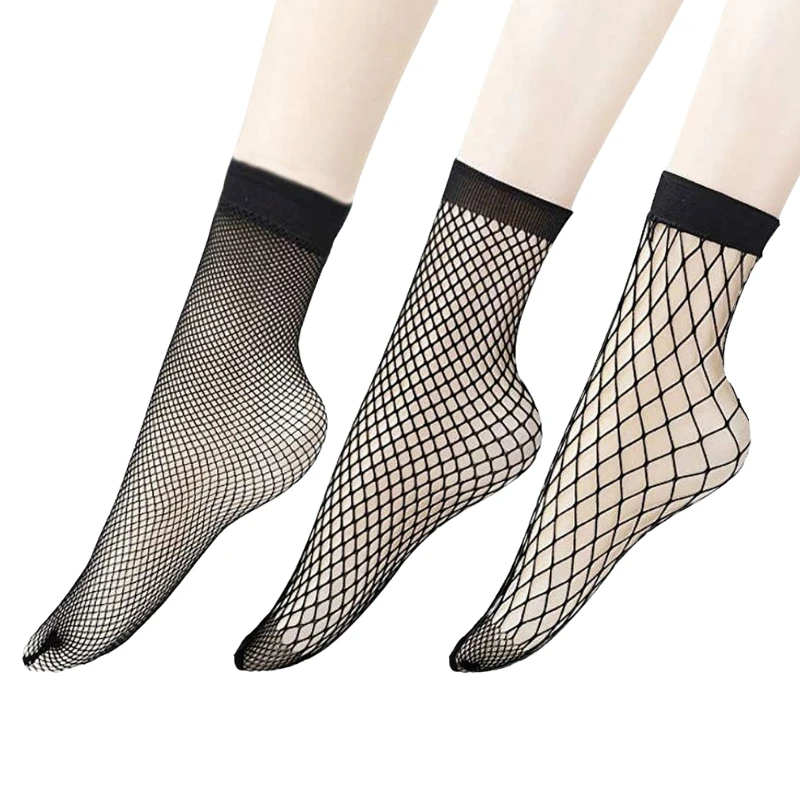 RMSWEETYIL 3 пары черные кружевные сетчатые носки для женщин сексуальные прозрачные